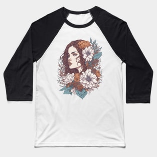 Vintage Floral Girl Baseball T-Shirt